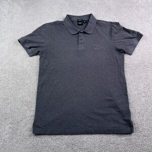 Hugo Boss Polo Shirt Mens Large Grey Regular Fit Pique Cotton Preppy Logo